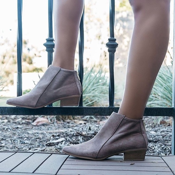 Taupe stretch perforated ankle bootie - Picture 8 of 8